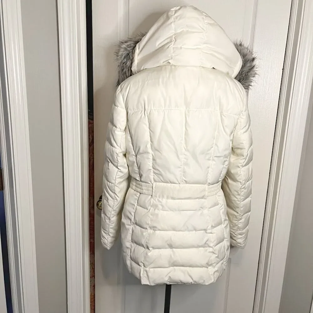 Bar III Quilted Puffer Faux Fur Hooded Belted Lined Pocket Parka Coat - Picture 2 of 16